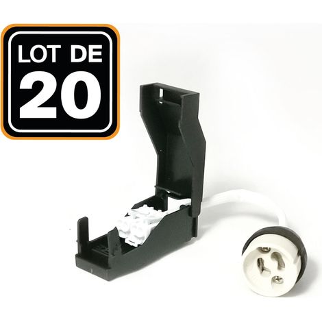 Europalamp – Lot de 20 douilles GU10 céramique automatique 230V – Connecteur double clipsable – Corps en steatite – Câble silicone 0,75mm² (1/6)
