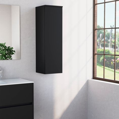 Inda - Colonna bagno con anta SX e 3 ripiani 30x102 cm - Nero (1/4)