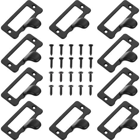 Lot de 10 poignées en alliage de zinc avec porte-étiquette pour placards et tiroirs de cuisine, faciles à installer. (1/5)