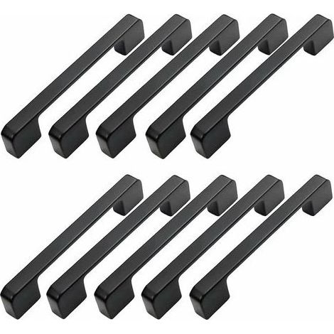10pcs poignée meuble entraxe 96mm-poignée porte cuisine noire poignee barre meuble poignee de cuisine noire 96mm (1/4)