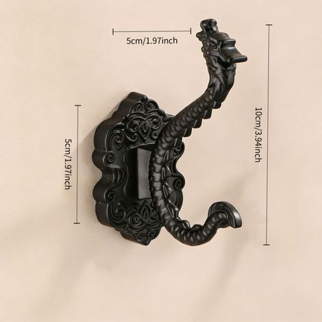 TAISHENGDA-Ensemble de trois crochets noirs à motif dragon chinois avec finition antique, livré avec fixations à visser. des serviettes, des clés, des sacs, des chapeaux et des peignoirs.
