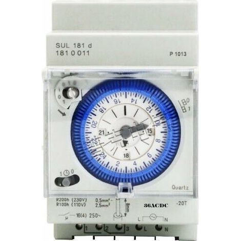 Timer analogico con motore sincrono e programma giornaliero, timer, 24 V CA/CC (1/5)