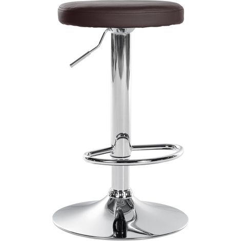 Taburete de bar x1 diseño sencillo altura regulable tapizado de PVC marrón patas de metal con aspecto cromado 100006802 (1/5)