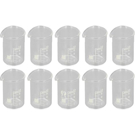 10 Pièces Becher en Verre Borosilicate avec Échelle Claire pour Laboratoire, 10ml - Idéal pour Expériences Académiques et Industrielles (1/5)
