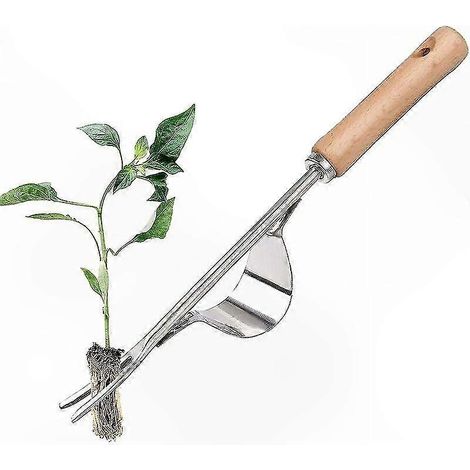 Manuelles Unkrautstecher aus Stahl mit Holzgriff, Y-förmige Wurzelgabel für Bodenpflege und Gartenarbeit, robustes Gartengerät (1/5)