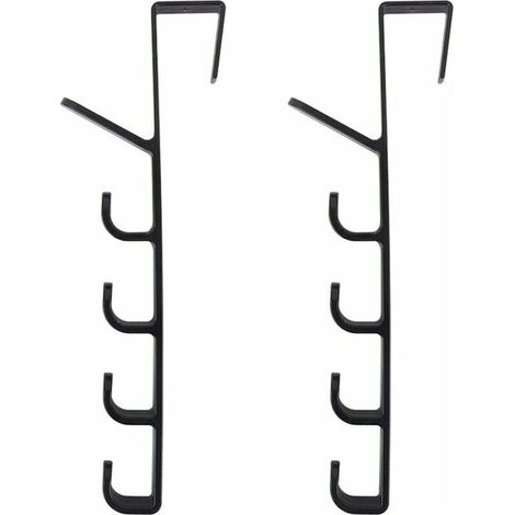 Accessoires de cuisine pour la maison Crochet de porte Porte-cintre arrière en plastique polyvalent portable - Noir (1/5)