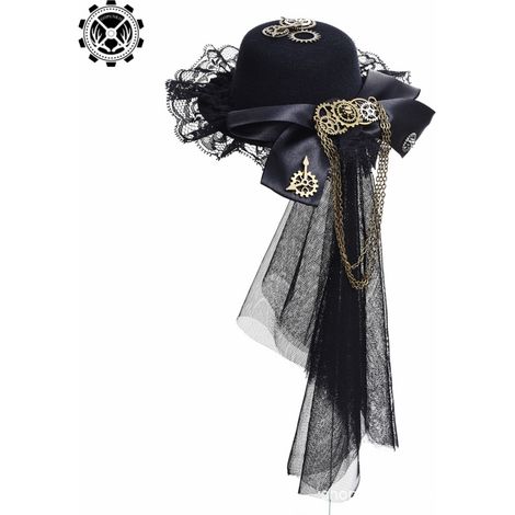 Steampunk gear hat, Lolita retro bow veil hat, hair clip, Victorian hair accessory (1/5)