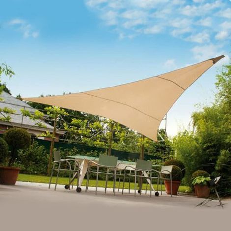 Vela Ombreggiante Triangolare 3 m Ecru in Poliestere per Giardino - Domo Mea (1/10)