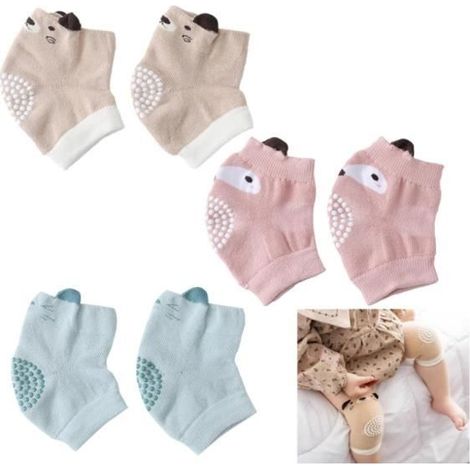 3 pièces bébé genouillères pour marcher libre ramper fille garçon avec anti-dérapant élastique bébé genouillères avec des points (1/4)