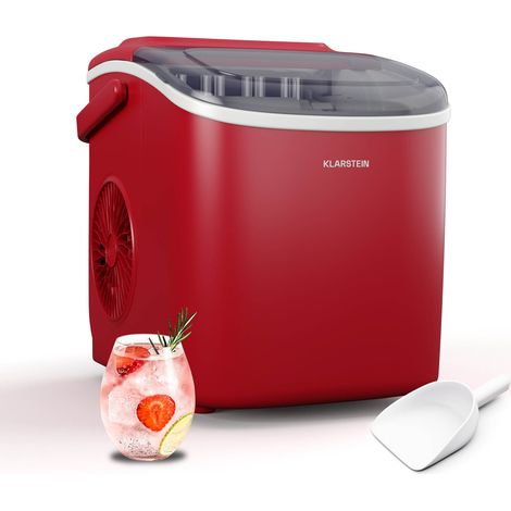 Klarstein Machine à Glaçons - 12kg/24h, 2 Tailles de Glaçons, Réservoir 1.3L, Commande Tactile, Indicateurs LED, Portable, Idéale pour Fêtes/Rassemblements