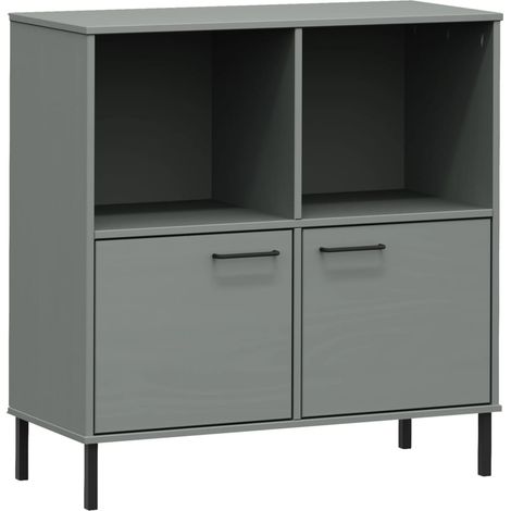 Maison Exclusive - Libreria Gambe Metallo Grigio 90x35x90,5 cm Legno Massello OSLO (1/5)