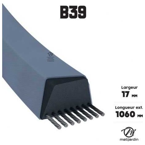 Courroie tondeuse B39 trapézoïdale  17 x 1060 mm (1/4)