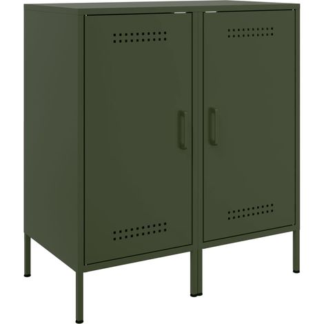 Credenza buffet cassettiera mobile contenitore organizer cucina soggiorno soggiorni set da 2 oliva 36 x 39 x 79 cm verde acciaio 020036983