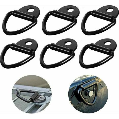 6 pièces D Anneau de montage Anneau d'arrimage 85x63mm, Œillets d'arrimage en acier au carbone noir pour remorques Anneau de montage avec charge 550KG pour la sécurisation de la cha
