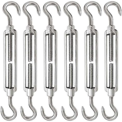 Lot de 6 tendeurs de câble M6 réglables en acier inoxydable 304, avec crochet pour câble et corde en acier. (1/5)