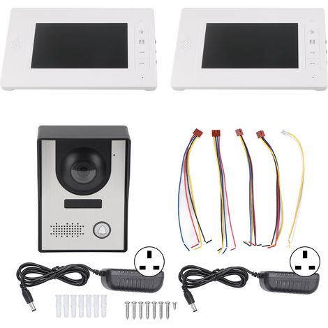 Kit vidéophone filaire 7 pouces avec vision nocturne, interphone bidirectionnel pour appartement villa, AC100-240V prise UK (1/5)
