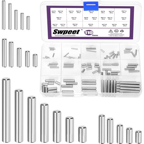 Lot de broches en acier inoxydable M2 M3 M4 M5 pour support d'étagère cylindrique Peg Pin Rod Fixations pour l'entretien et la connexion (avec une boîte de rangement) (1/5)