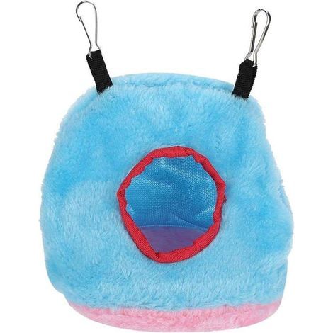 Cozy Winter Bird's Nest, Plush Parrot Hammock Swing Bed for 11-inch Cage, Blue Basket (1/5)