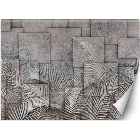 Carta Da Parati, Foglie di palma 3d Grigio - 300x210 (1/5)