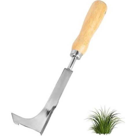 Desherbeur Manuel,Desherbeur en Acier Inoxydable,Enleve Mauvaise Herbe Ergonomique Weeder de Jardin Deherbeur avec poignée en Bois Naturel,Outillage de Jardin pour Creuser, Désherber,Creuser (1/4)