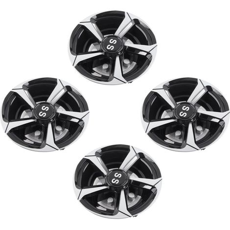 Lot 4 Enjoliveurs de Roue 8 Pouces Universels pour Chariot de Golf, Résistants aux Chocs, Légers, Argent et Noir, Remplacement Compatible E-Z-GO (1/5)