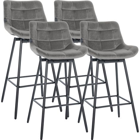 4er Set Barhocker Weston schwenkbar grau Samt