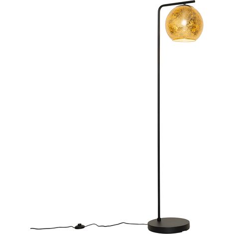 QAZQA bert - Lampadaire - 1 lumière - H 148 cm - Noir et Or - Design - éclairage intérieur - Salon I Chambre I Cuisine I Salle à manger