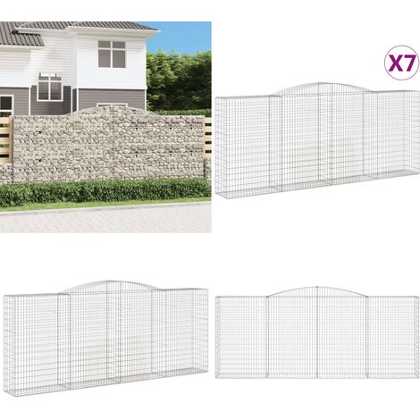 Gabionen mit Hochbogen 7 Stk. 400x50x160/180cm Verzinktes Eisen - Gabionen - Gartendeko - Gartenzubehör - Zaun - Sichtschutz - Home & Living (1/5)