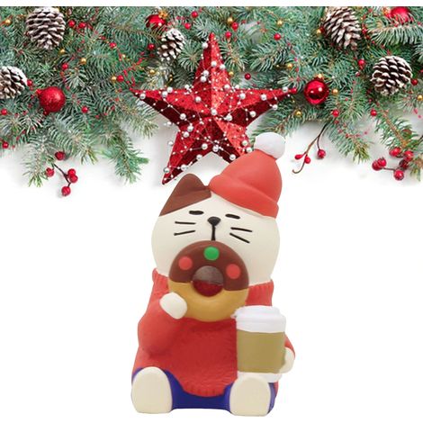 Décoration miniature de maison de poupée avec le Père Noël, un cadeau pour votre petite amie, un chat en forme de donut brodé. (1/3)