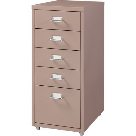Mobiletto da ufficio mobile contenitore su ruote con 5 cassetti 69 x 28 x 41 cm marrone chiaro 030009102
