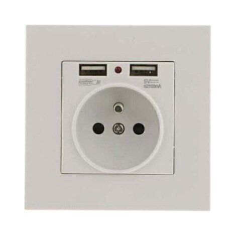 Set of 2 wall sockets, wall socket with two USB ports (5V/2100mA), built-in socket with 2 USB ports, practical and easy to use (1/4)