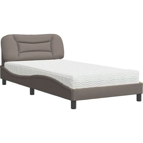 Maison Exclusive - Bett mit Matratze "Hvar" Taupe 100x200 cm Stof (1/5)