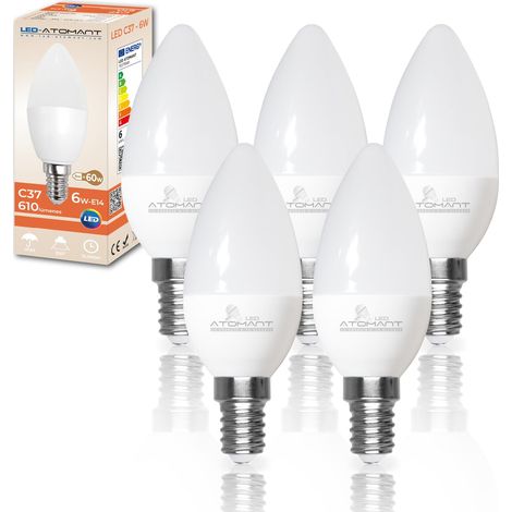 LED 5x Ampoule LED E14 Bougie C37 6W Blanc Froid 610lm (1/5)