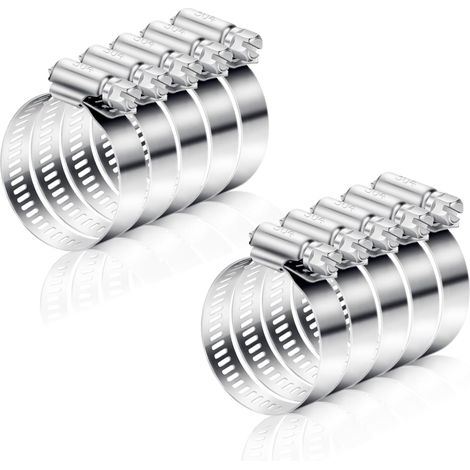 BEBUSINGOTO 10 piezas abrazaderas de manguera ajustables de metal y acero inoxidable de 27 a 51 mm para conductos, campanas, extractores y ventiladores. (1/5)