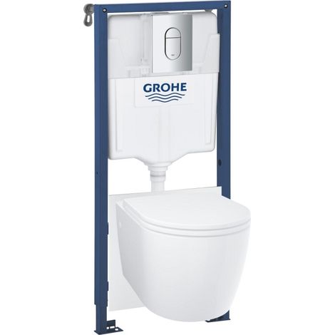 Pack GROHE Rapid SL 5 en 1 con inodoro suspendido bau ceramic y pulsador cromado