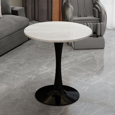 Tavolino da caffè 77.5x77.5x15.5 cm nero e bianco in marmo artificiale, design moderno e minimalista (1/5)