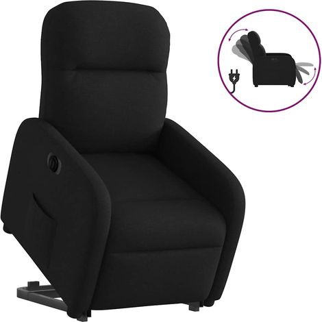 Relaxsessel mit Aufstehhilfe Elektrisch Schwarz Stoff