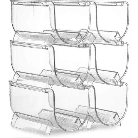 Ensemble de 6 range-bouteilles empilables en plastique pour bouteilles de vin et d'eau, idéal pour le garde-manger, la cuisine et le réfrigérateur. (1/4)