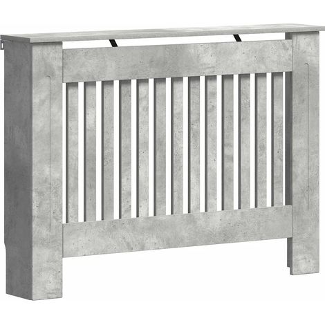 Copritermosifone moderno con vano portaoggetti superiore 112 x 19 x 81 cm design pulito in legno grigio cemento 020053154