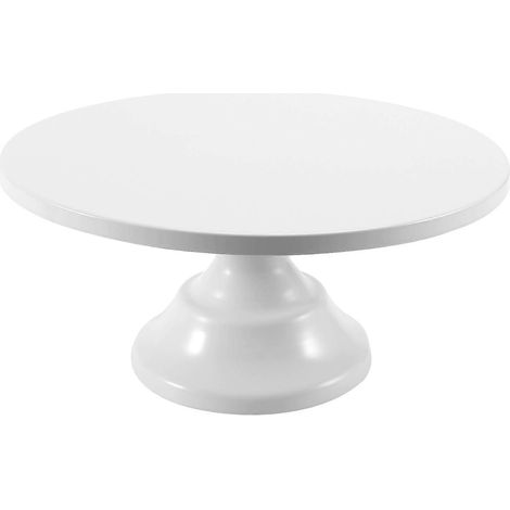 Support à Gâteau Blanc Rond en Fer Forgé 30 cm, Plateau Présentoir Dessert avec Socle, Idéal Pâtisserie et Buffet (1/5)