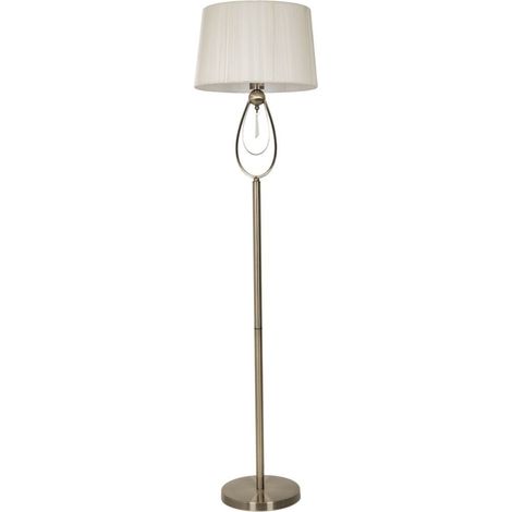 Pie de salón cuero lágrima de cristal pantalla hilo beige 1xE27