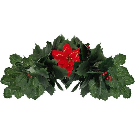 Guirlande de Noël pour porte en tissu soie 45cm, décoration artificielle de couronne de porte (1/5)