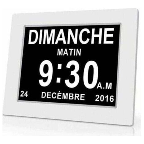 Piece 7-inch Digital Calendar Clock with Date and Time, Alzheimer's Clock for Parents, Medication Reminder for Grandparents and Children, White (1/5)