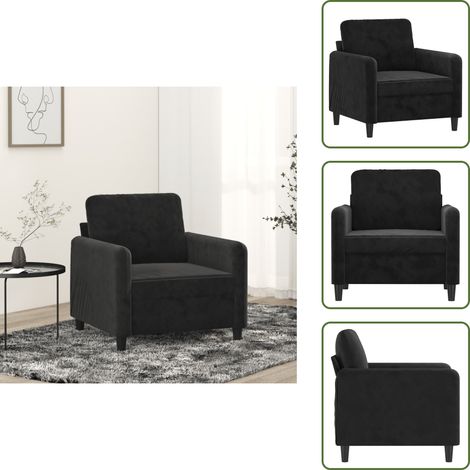 Fauteuil Noir 60 cm Velours - Fauteuil Noir - Fauteuils Confortables - Canapé Design - Meuble Salon - Chaise Relaxante