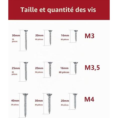 Vis à Bois Blanc de Zinc (M3, M3.5, M4), Étui de Rangement, Vis a Bois Meubles, Bricolage, Menuiserie DIY - Kit Vis pour Bois (1/4)