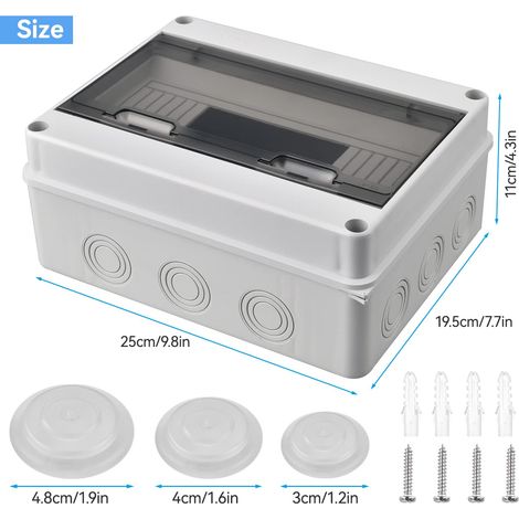 Boîtier électrique étanche extérieur monobloc IP65, 12 modules, surface en plastique ABS IP65, boîtier électrique étanche extérieur, armoire de commande, boîte de jonction - 250195110mm MNS (1/4)