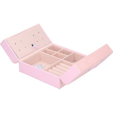 Écrin à Bijoux en Cuir PU Élégant pour Colliers, Pendants et Boucles d'Oreilles - 15x15x6,5cm Rose (1/5)