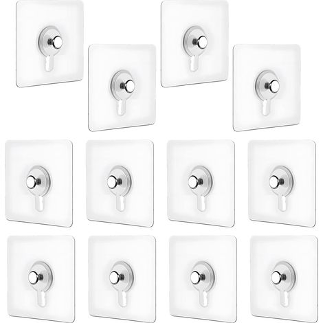 Lot de 12 clous adhésifs pour la suspension, vis adhésives amovibles, crochets muraux pour tableaux, cadres et affiches (1/5)