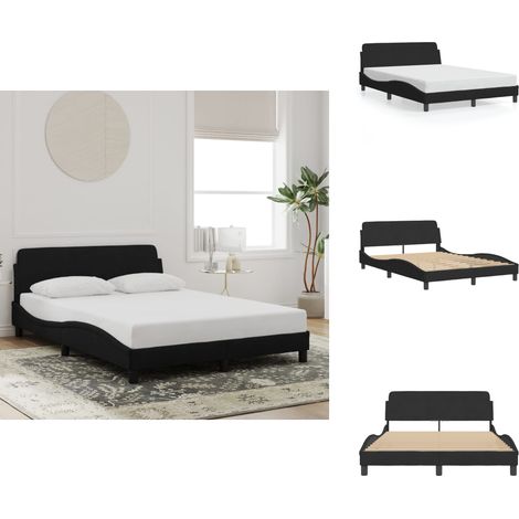 Bettgestell ohne Matratze Schwarz 140x200 cm Samt - Samt Bettgestell - Doppelbett - Boxspringbett - Schlafzimmer Dekoration - Modernes Bett (1/5)