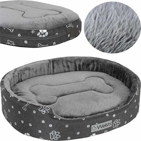 Ovales Hundebett Welsti graues Fell XL 80x67 wigofil